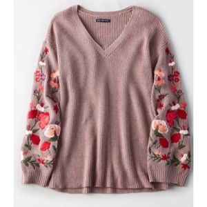 Pink embroidered American Eagle sweater